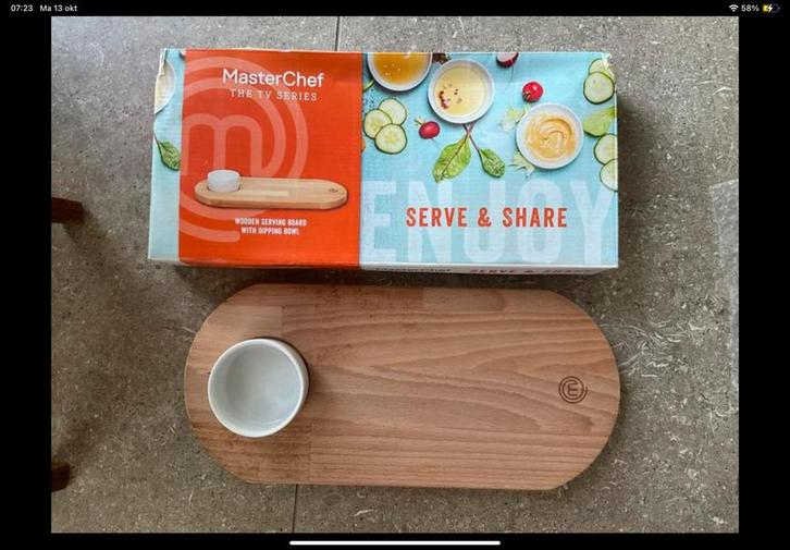 MasterChef Serve & Share serveerplank met dipschaaltje (KWF), Huis en Inrichting, Keuken | Keukenbenodigdheden, Zo goed als nieuw