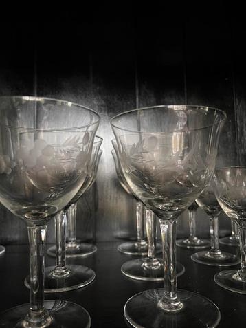 Antieke Wijnglazen & Portglazen (12 stuks) beschikbaar voor biedingen