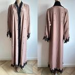 Abaya kaftan jurk vest beige zwart jas jasje S M kimono top, Zwart, Ophalen of Verzenden, Zo goed als nieuw, Maat 36 (S)