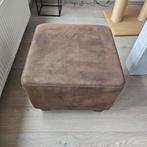 Bruine poef leer, Huis en Inrichting, 50 tot 75 cm, Ophalen, Stof, Vierkant
