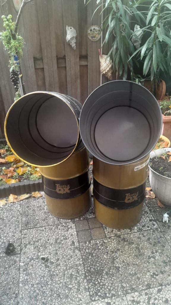 Olievaten / Vuurtonnen 60 liter, Tuin en Terras, Vuurkorven, Gebruikt, Vuurton, Ophalen