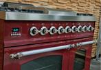 🔥Luxe Fornuis Boretti 90 cm bordeaux rood + rvs GASOVEN, Witgoed en Apparatuur, Fornuizen, 60 cm of meer, 5 kookzones of meer