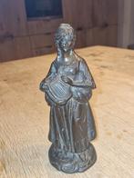 Bronzen beeldje van een vrouw met een lier, Ophalen of Verzenden