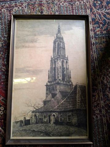 Willem van Leusden Ets - Domtoren Utrecht? beschikbaar voor biedingen