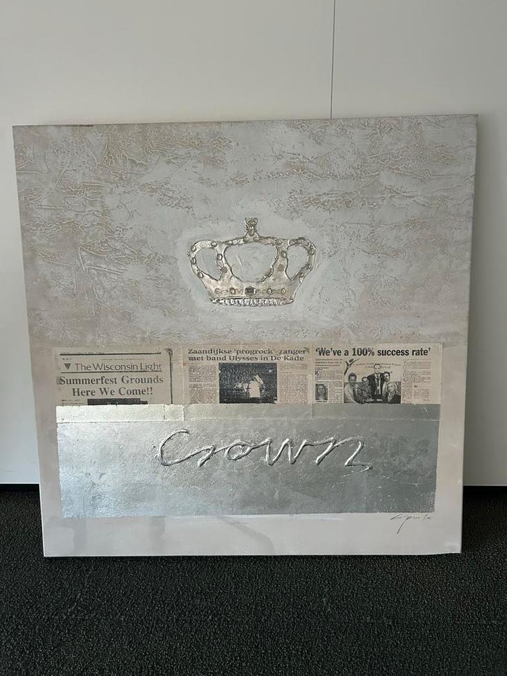 Olieverf Schilderij 80x80 - Modern Kunst, Antiek en Kunst, Kunst | Schilderijen | Abstract, Ophalen of Verzenden