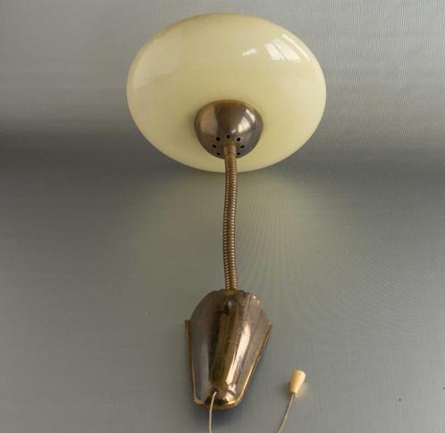 2 wandlampjes van glas en koper., Huis en Inrichting, Lampen | Wandlampen, Gebruikt, Glas, Ophalen
