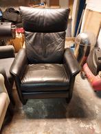 Zwart leren relax fauteuil, Ophalen, Gebruikt, 75 tot 100 cm, Modern