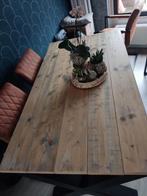 industriele steigerhouten tafel met stalen kruis poten, Ophalen, 50 tot 100 cm, Zo goed als nieuw, Vijf personen of meer