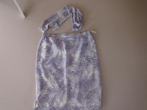 blauw/witte zomer rok met sjaaltje, mt 46 Marcona, Kleding | Dames, Grote Maten, Zo goed als nieuw, Rok, Blauw, Verzenden