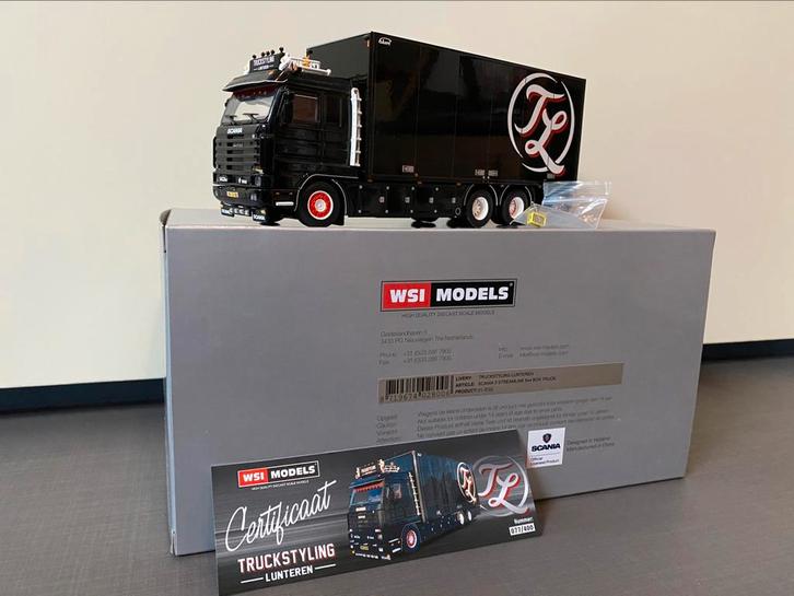 WSI Scania 143 bakwagen Truckstyling Lunteren, Hobby en Vrije tijd, Modelauto's | 1:50, Zo goed als nieuw, Bus of Vrachtwagen