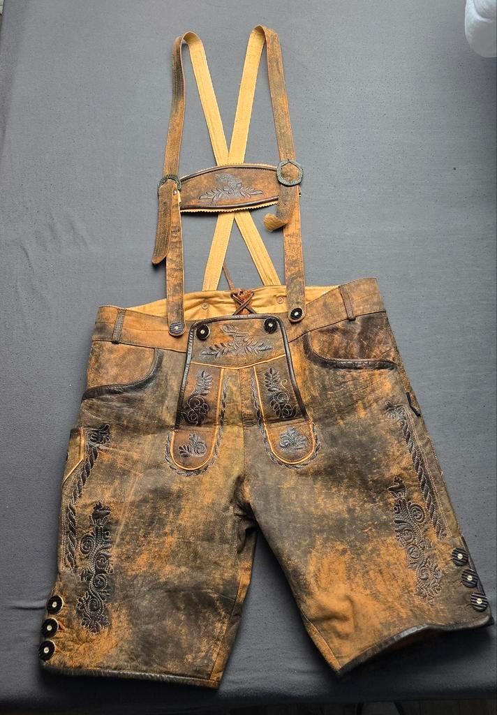 Echte leren lederhose – maat 54 – topstaat (Ripe Ind), Kleding | Heren, Carnavalskleding en Feestkleding, Zo goed als nieuw, Overige thema's