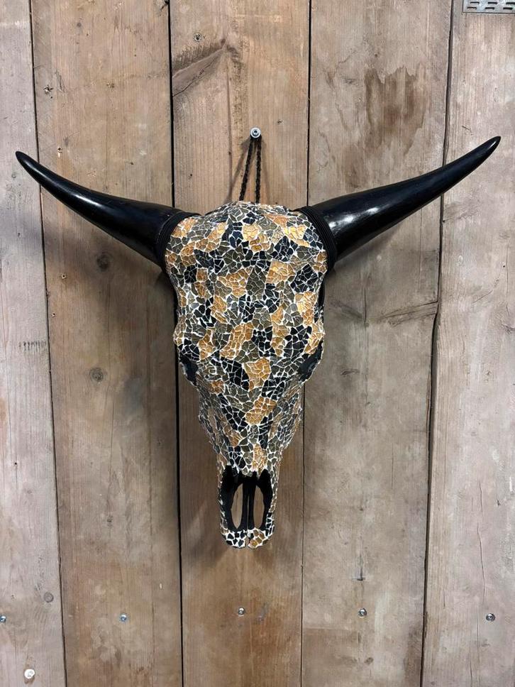 Koe schedel voorzien van glasmozaiek, Verzamelen, Dierenverzamelingen, Nieuw, Schedel, Overige soorten, Ophalen of Verzenden