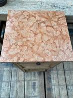 Landelijk Frans eiken kastje nachtkastje met marmer, Ophalen, Gebruikt, Hout, Minder dan 45 cm