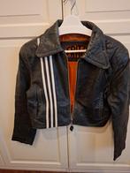 Zwart leren jasje met witte strepen, Zwart, Fritzi, Ophalen of Verzenden, Jasje