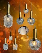 Hanglamp met drie vintage glazen bollen/cilinders, Ophalen of Verzenden, Gebruikt, Glas, 75 cm of meer