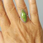 925 zilveren ring met natuurlijke Groene Koper Turquoise, O.T., Nieuw, Ophalen of Verzenden, Kleiner dan 17