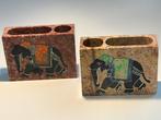 2x VTG desktop olifant penhouder bureau accessoire steen, Ophalen of Verzenden