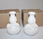 NIEUW Set/2 vaasje roos roosjes bloemen wit porselein vaas, Wit, Aardewerk of Porselein, Nieuw, Ophalen of Verzenden