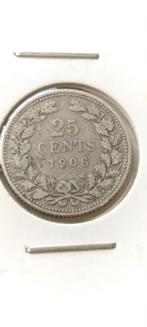 1906 Nederland 25 Cent - Wilhelmina, Zilver, 25 cent, Ophalen of Verzenden, Koningin Wilhelmina