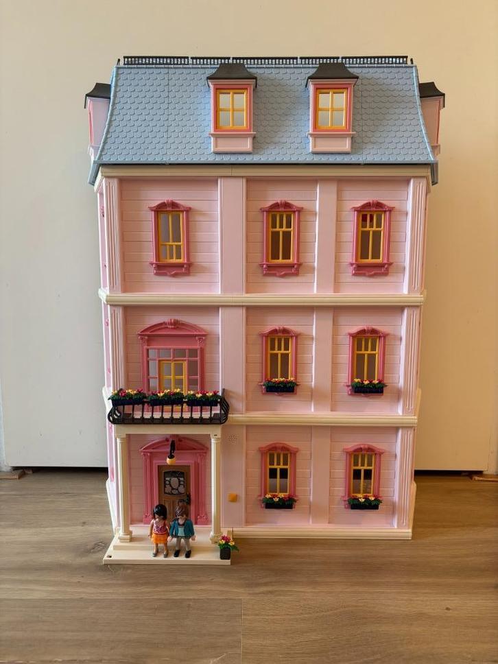 PLAYMOBIL Herenhuis met extra verdieping en verlichting, Kinderen en Baby's, Speelgoed | Playmobil, Zo goed als nieuw, Complete set