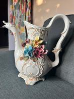 Grote vintage vaas/kan met bloemen, 37x37x20cm. Brocante, Antiek en Kunst, Antiek | Vazen, Verzenden