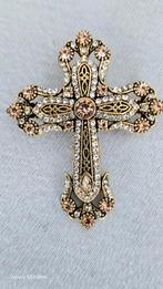 Nieuwe Victoriaanse Kruis Broche / Hanger met Kristallen, Ophalen of Verzenden, Nieuw, Zilver, Overige materialen