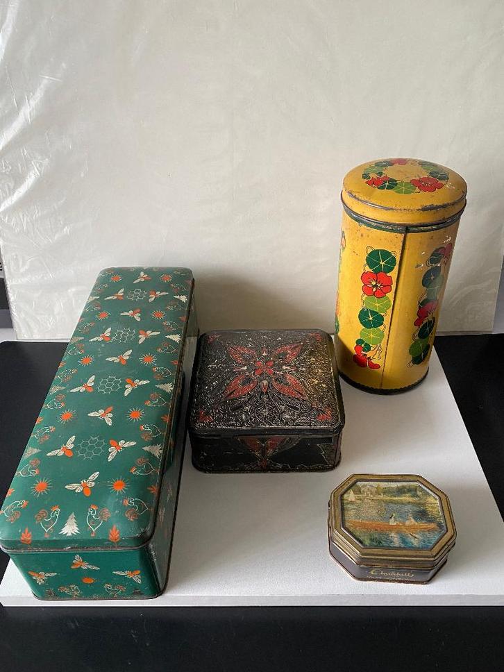 4 verschillende blikken - zie omschrijving, Verzamelen, Blikken, Gebruikt, Overige, Verkade, Ophalen of Verzenden