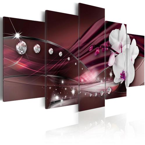 140 Modern Orchidee Paars 5 Luik Canvas Schilderij 200x100cm, Huis en Inrichting, Woonaccessoires | Schilderijen, Tekeningen en Foto's