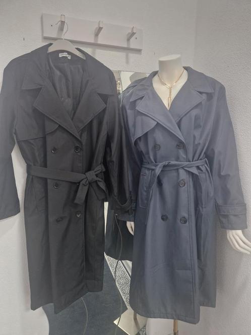 Trenchcoat - Zwart & Grijsblauw, Kleding | Dames, Jassen | Zomer, Nieuw, Maat 46/48 (XL) of groter, Zwart, Ophalen of Verzenden