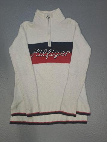 Tommy Hilfiger Quarter Zip | Maat S | Crème met bold logo beschikbaar voor biedingen