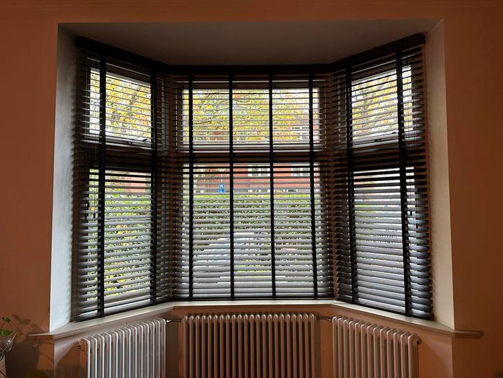 Donkerbruine bamboe jaloezieën set, Huis en Inrichting, Stoffering | Gordijnen en Lamellen, Zo goed als nieuw, 150 tot 200 cm