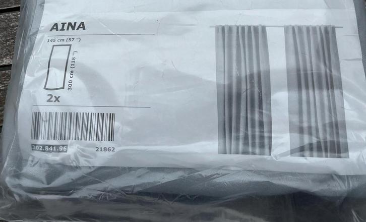 IKEA AINA Lichtgrijs Linnen Gordijn - Nieuw!, Huis en Inrichting, Stoffering | Gordijnen en Lamellen, Nieuw, 200 cm of meer, 100 tot 150 cm