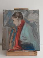 J.Th. Giesen, portret met rode sjaal, (Den Haag 1900-1982), Antiek en Kunst, Kunst | Schilderijen | Klassiek, Ophalen