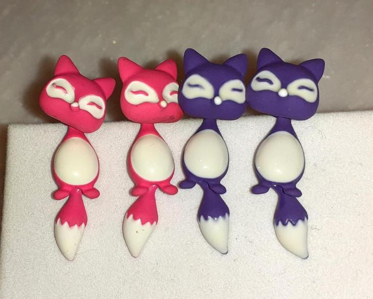 Juwelenset 2 paar oorbellen met vosjes, Sieraden, Tassen en Uiterlijk, Oorbellen, Nieuw, Knopjes of Stekers, Overige materialen