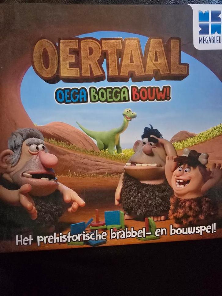 Oertaal - Oega Boega Bouw! Megableu Bordspel, Hobby en Vrije tijd, Gezelschapsspellen | Bordspellen, Zo goed als nieuw, Een of twee spelers