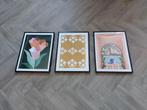 3 prints schilderijen in lijst Ikea Lomviken 3040, Huis en Inrichting, Ophalen, Minder dan 50 cm, Minder dan 50 cm, Print