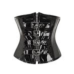 Zwart dames lak korset met riempjes glanzend glimmend leren, Verzenden, Zwart, Body of Korset