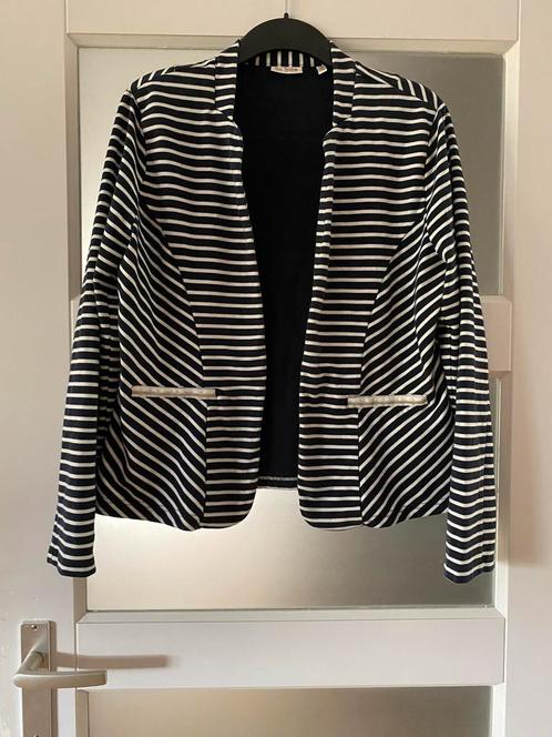 So Soire gestreept jasje XXL, Kleding | Dames, Jasjes, Kostuums en Pakken, Zo goed als nieuw, Maat 42/44 (L), Blauw, Ophalen of Verzenden