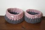 Handgemaakte grijs met roze mandjes, nieuw, Overige materialen, Mand, Rond, Nieuw