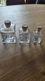 Glazen flesjes met kurksluiting 3 maten, Antiek en Kunst, Ophalen
