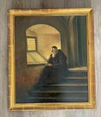 Monnik bij het raam – gesigneerd G. Dettesselle, 1945, Antiek en Kunst, Kunst | Schilderijen | Klassiek, Ophalen of Verzenden