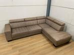 Mooie luxe bruine hoekbank met hoofdsteunen - GEREINIGD!!!