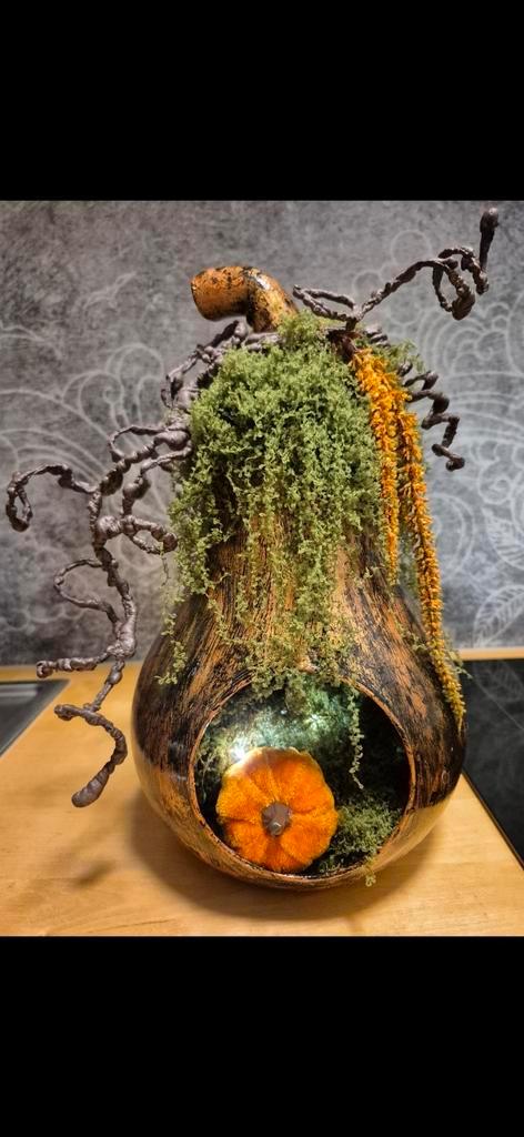 Herfst decoratie verlichte hoge glas pompoen terrarium, Huis en Inrichting, Woonaccessoires | Overige, Nieuw, Ophalen of Verzenden