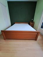 Tweepersoonsbed 160x220 met lattenbodem en matras, Ophalen, Gebruikt, Bruin, Tweepersoons
