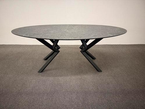 Ovale eettafel HPL steen / marmer 200x100, Huis en Inrichting, Tafels | Eettafels, Zo goed als nieuw, 100 tot 150 cm, 200 cm of meer