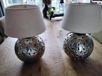 2 staande lampjes met zilver en creme, Ophalen, Zo goed als nieuw, Stof, Minder dan 50 cm