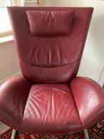 Fauteuil met inklapbare voetenbank,rood leder, ROLF BENZ, Huis en Inrichting, Fauteuils, Ophalen, Gebruikt, 75 tot 100 cm, Leer