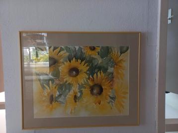 Zonnebloemen aquarel beschikbaar voor biedingen