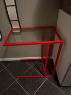 Bijzet tafel met glasplaat rood, Ophalen, Zo goed als nieuw
