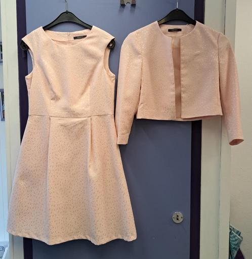 Esprit set: Jurk + bolero blazer nude roze patroon 36 41805, Kleding | Dames, Jurken, Zo goed als nieuw, Maat 36 (S), Roze, Boven de knie